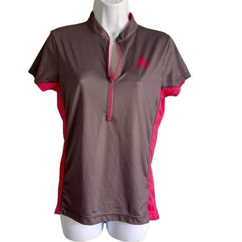 Le Cog Sportif Gray and Pink Cycling Jersey with Pockets Womens Medium